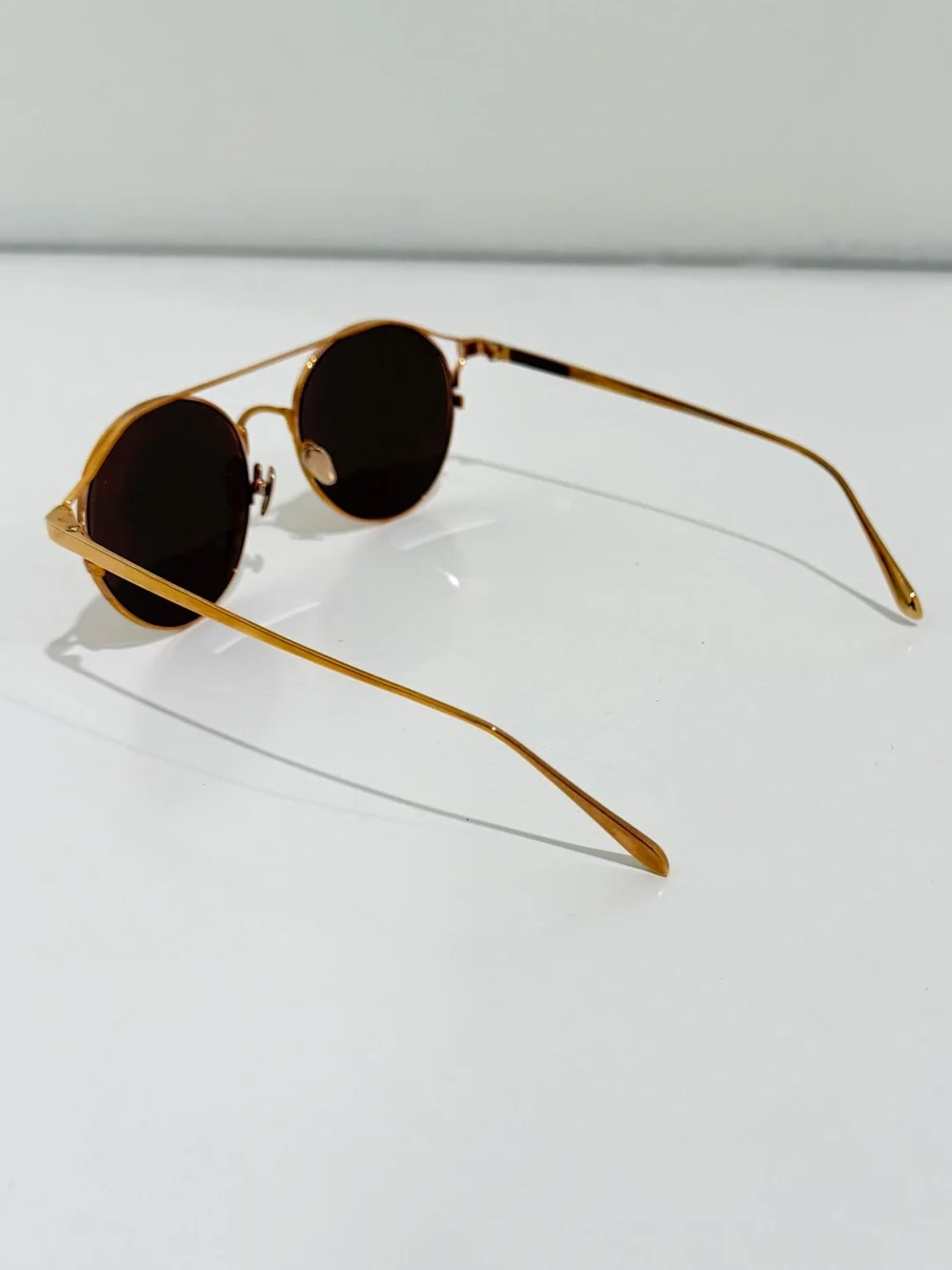 Linda Farrow LFL825 C3 Rayan Oval Aviator Rose Gold Titanium Sunglasses NWT